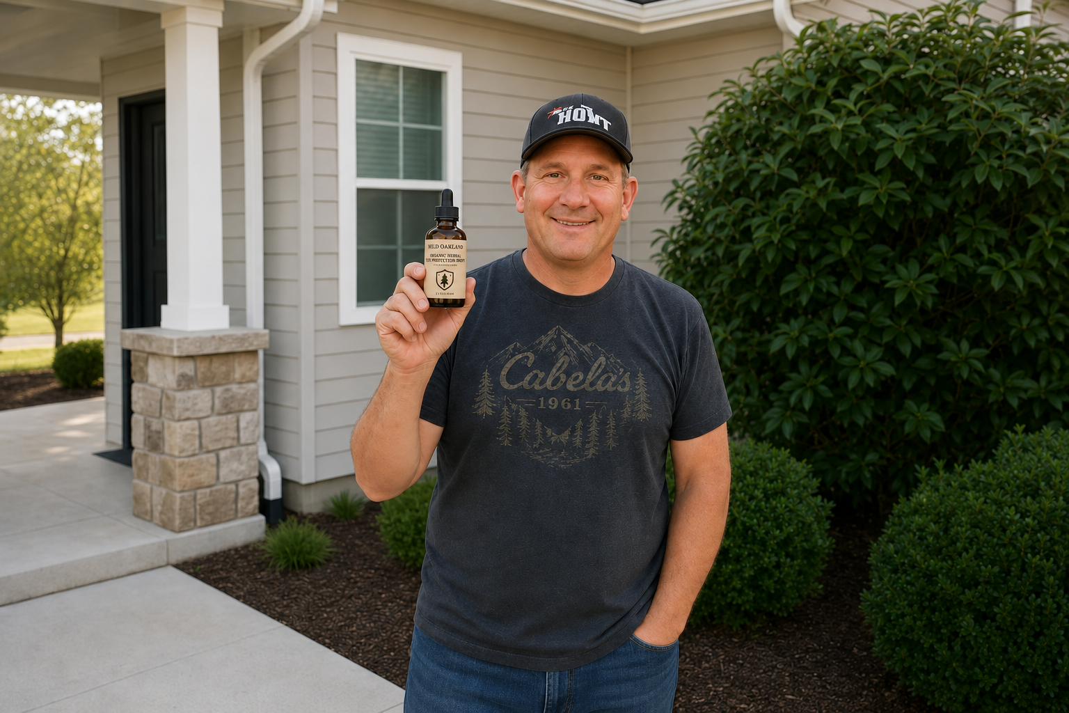A WildOakland customer holding a bottle of Tick Protection Drops