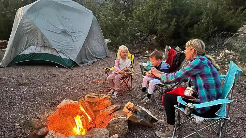 Family camping in tick country